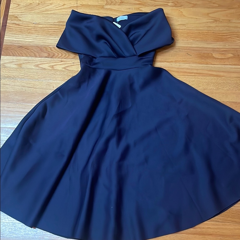 Elegant Navy Off-Shoulder Dress
